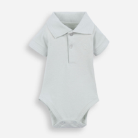 Body polo infantil de algodão manga curta com bordado verde
