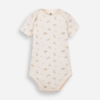 Body infantil de algodão floral bege