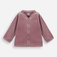 Jaqueta infantil de plush com bordado rosa