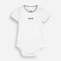 Body infantil de algodão texturizado floral off white