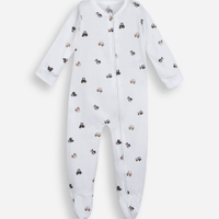 Macacão infantil com pé carrinhos off white