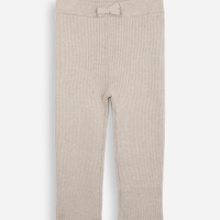 Calça infantil de tricot canelada bege