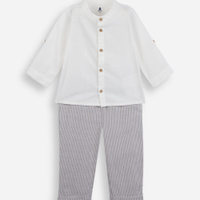 Conjunto longo infantil de algodão off white