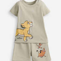 Conjunto infantil manga curta rei leão verde