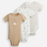 Kit de 3 bodies infantis de algodão estampados colorido