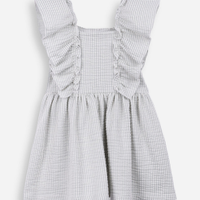 Vestido infantil com algodão listrado texturizado verde
