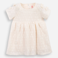 Vestido infantil lacinhos na manga off white