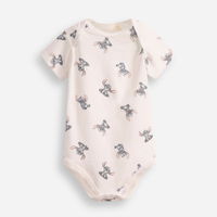 Body infantil de algodão manga curta stitch off white
