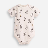 Body infantil de algodão manga curta snoopy off white