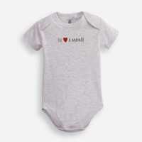Body infantil de algodão eu amo a mamãe cinza