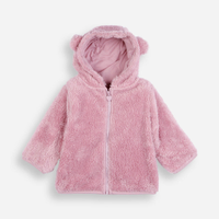 Casaco infantil de pelúcia com capuz rosa