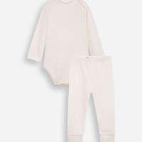 Conjunto body e calça infantil algodão essencial off white