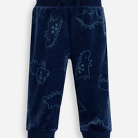 Calça jogger infantil de plush dino cós elástico azul