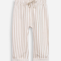 Calça infantil de moletom sem felpa listrada off white