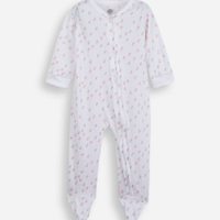 Macacão infantil com pé florzinhas off white