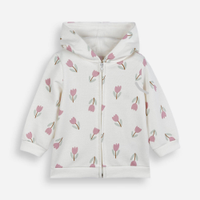 Blusão de moletom infantil com capuz floral off white