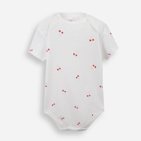 Body infantil manga curta cerejinha off white