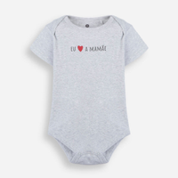 Body infantil de algodão eu amo a mamãe cinza