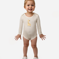 Body de algodão infantil girafa listrado off white