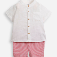 Conjunto curto infantil listrado vermelho