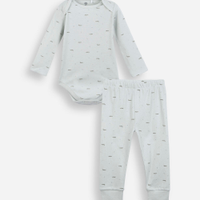 Conjunto infantil body e calça jacaré em algodão verde