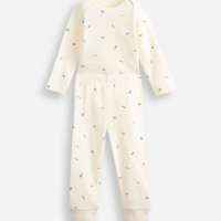 Conjunto longo infantil de algodão dino off white