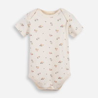 Body infantil de algodão floral bege