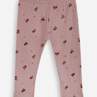 Calça legging infantil de algodão floral rosa