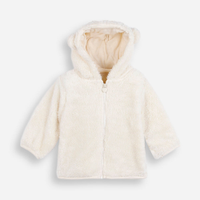 Casaco infantil de pelúcia com capuz off white