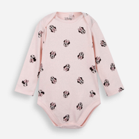 Body infantil de algodão minnie manga longa rosa