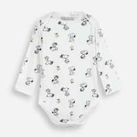 Body infantil de algodão manga longa snoopy off white