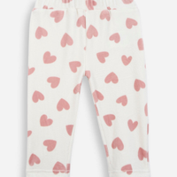 Calça jogger infantil de plush coração off white