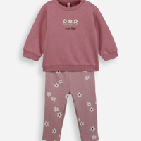 Conjunto longo infantil de moletom sweet days floral rosa