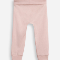 Calça saruel infantil de algodão peruano cós e barra dobrável rosa