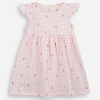 Vestido infantil de algodão xadrez rosa