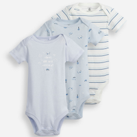 Kit de 3 bodies infantis de algodão estampados coloridos