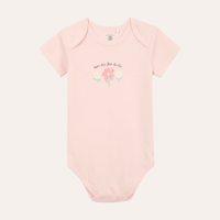 Body de algodão infantil bom dia flor do dia rosa