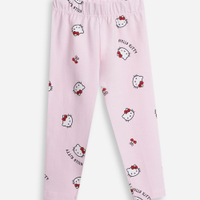Calça legging infantil hello kitty rosa