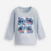 Camiseta manga longa algodão stitch azul