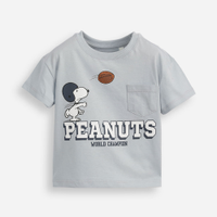 Camiseta infantil de algodão manga curta snoopy azul