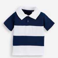 Polo infantil de algodão listrada off white