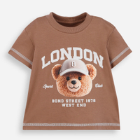 Camiseta infantil london urso de boné bege