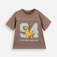 Camiseta infantil de algodão manga curta simba bege