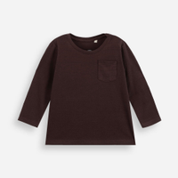 Camiseta infantil com bolso manga longa marrom