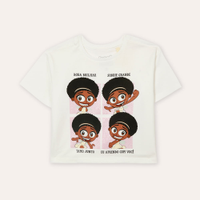 Camiseta de algodão infantil hora do blec off white