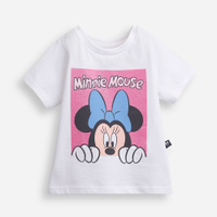 Camiseta infantil de algodão minnie com glitter off white