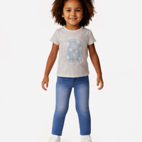 Camiseta de algodão infantil manga curta floral off white