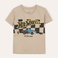 Camiseta de algodão infantil hot wheels bege