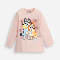 Blusa de algodão infantil manga longa bluey rosa