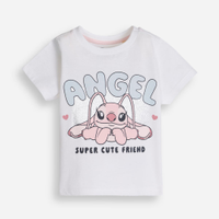 Camiseta de algodão infantil manga curta angel off white